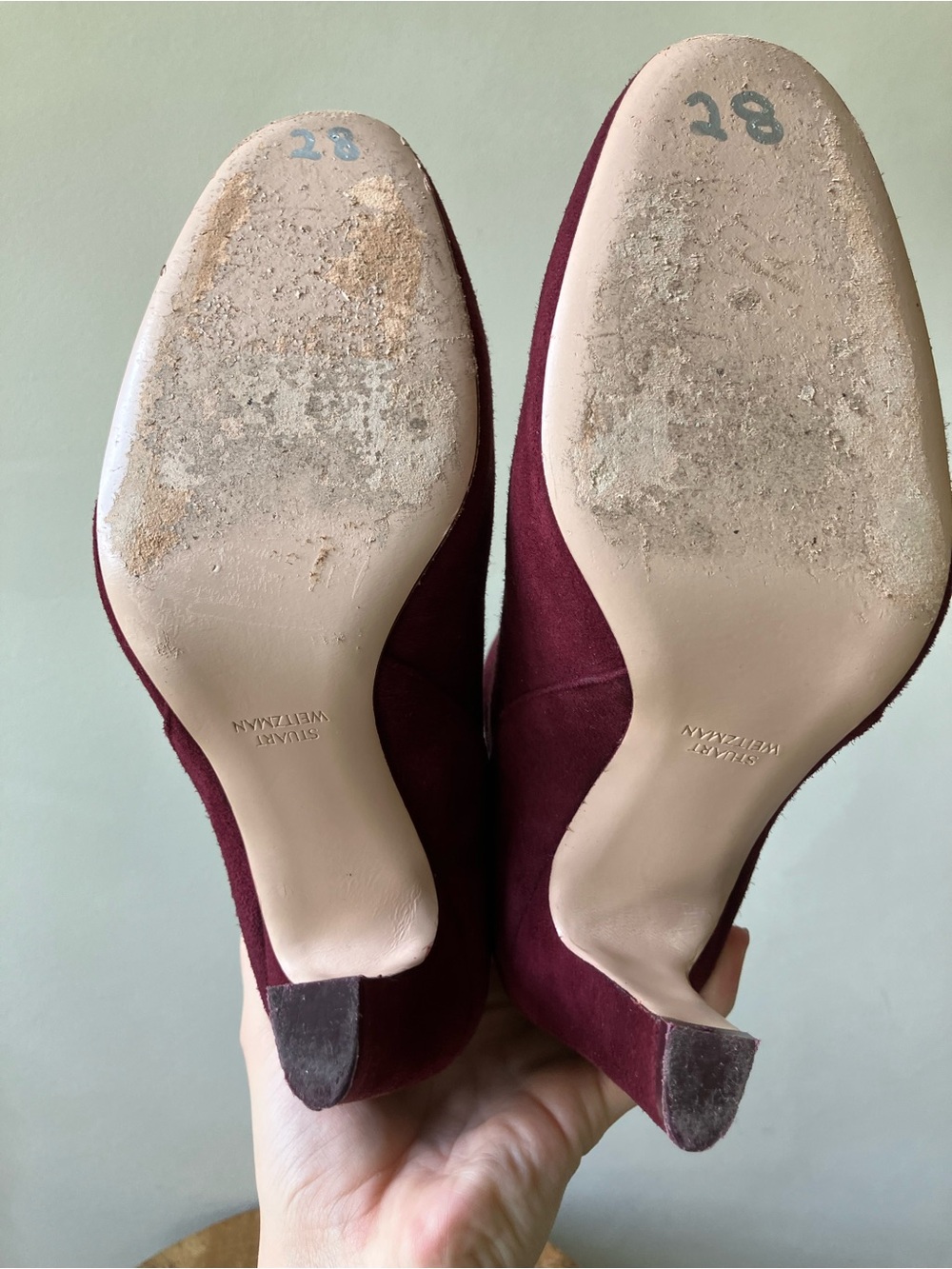 Stuart Weitzman | The Brooks Suede Heeled Ankle Bootie in Oxblood Wine - Picture 6 of 8